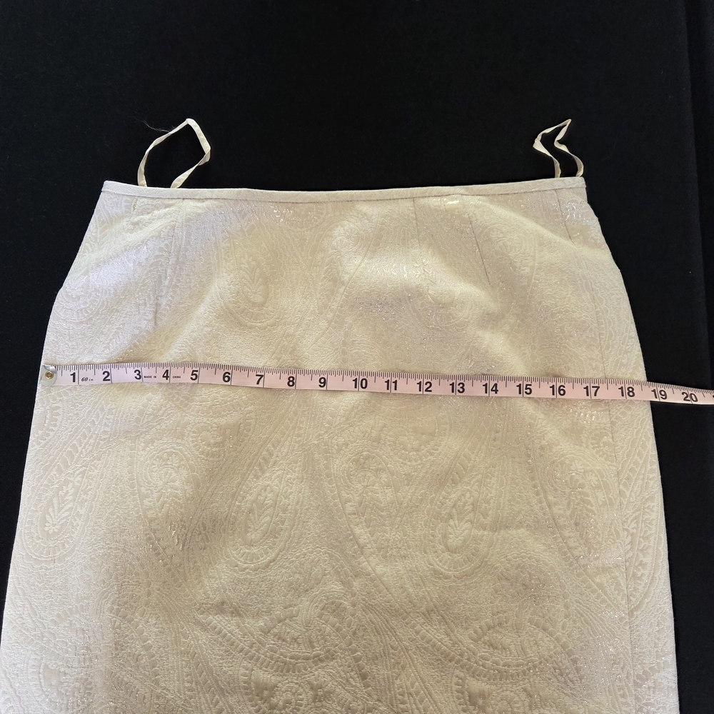 Le Suit Ivory Neutral Paisley Pencil Skirt Size 12 - Picture 8 of 11